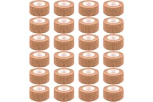 MOOERCA 24 Pack Self Adherent Cohesive Wrap Bandages 1 Inches X 5 Yards,First Aid Tape, Elastic Self Adhesive Tape, Athletic, Sports wrap Tape, Bandage Wrap for Sports, Wrist, Skin Colour Athletic Tape
