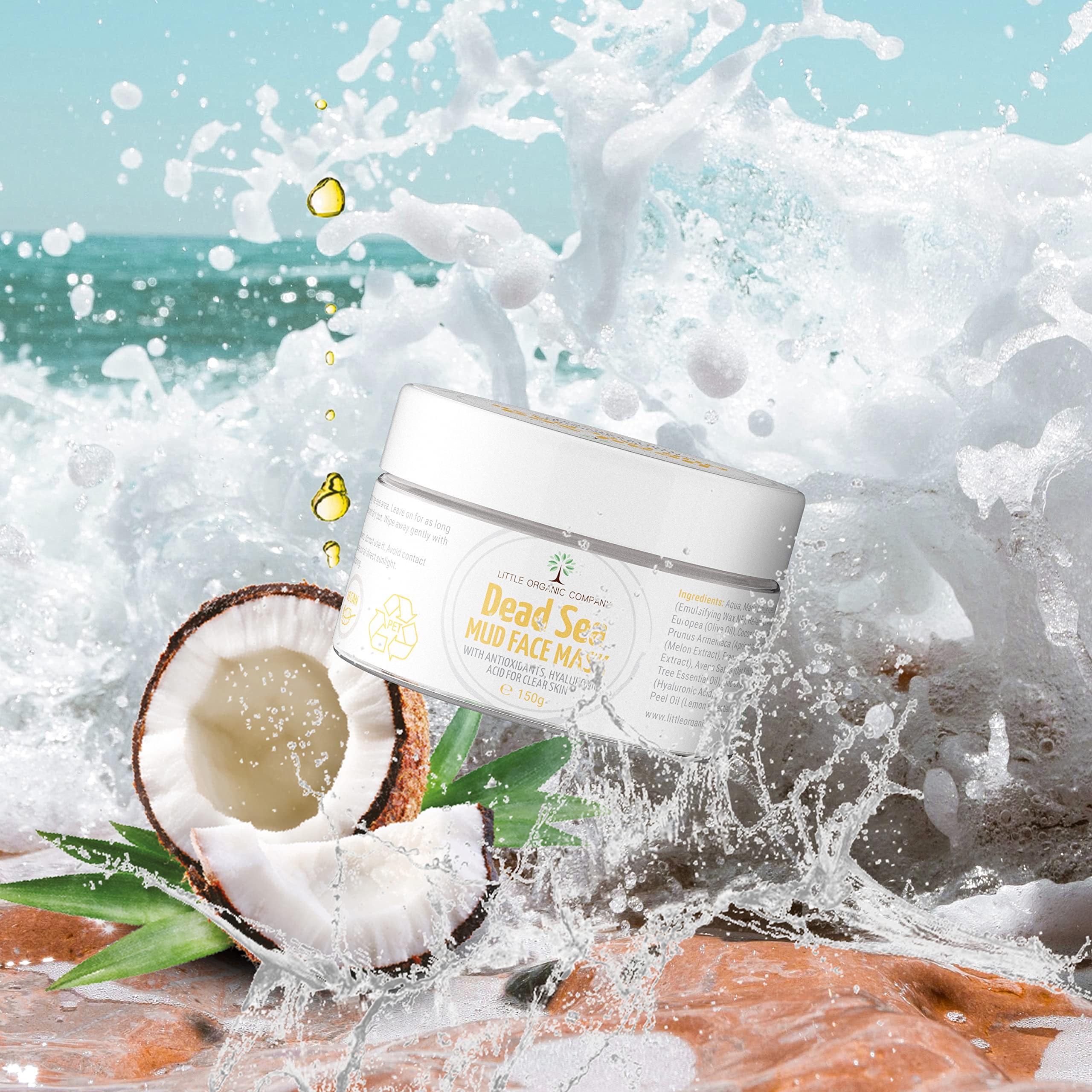 Clear Skin Face Mud Mask - Dead Sea Minerals, Antioxidants, Hyaluronic Acid, Vegan, Cruelty Free