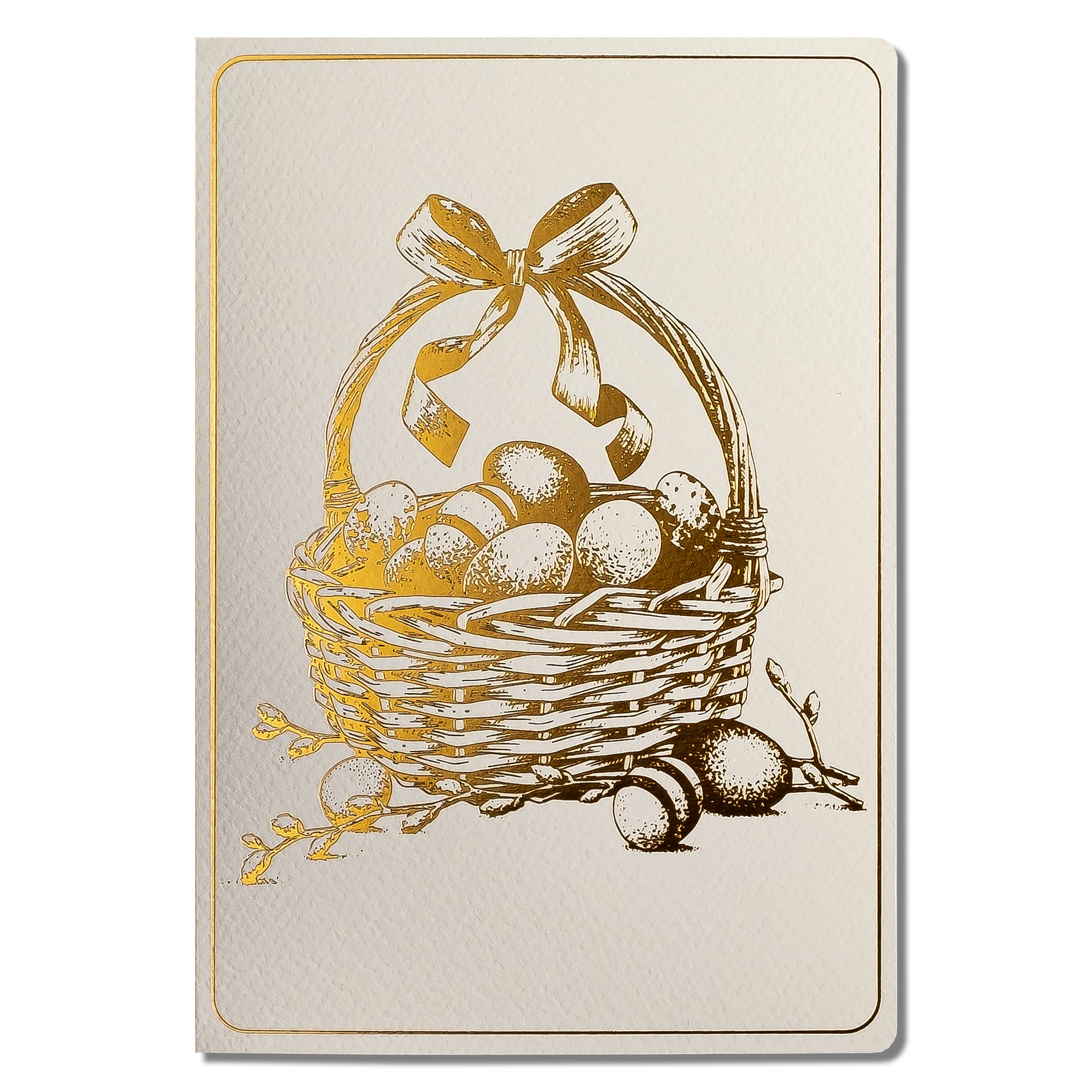 ART NUVO Exclusive Easter Cards – Set of 10 Manufacturing Cards in Light Beige 120 x 170 mm, Gold-Plated and Embossed Easter Motifs Made from Aquarell Jewellery Paper, with Beige Inserts and Envelopes