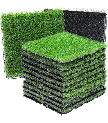 Amazon.com: XLX TURF Interlocking Fake Grass Tiles 12 X 12 Inch