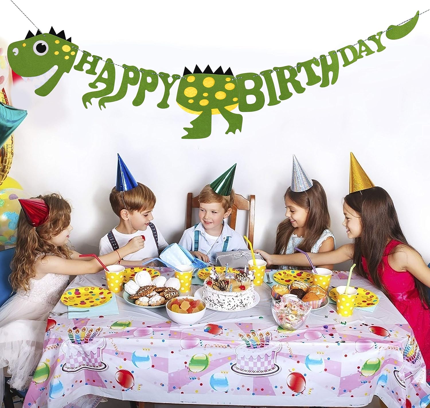 HONGXIN-SHOP Birthday Banner Felt Dinosaur Theme Happy Birthday Letter Hanging Banner for Boys Girls Baby Shower Party Décor - Image 4