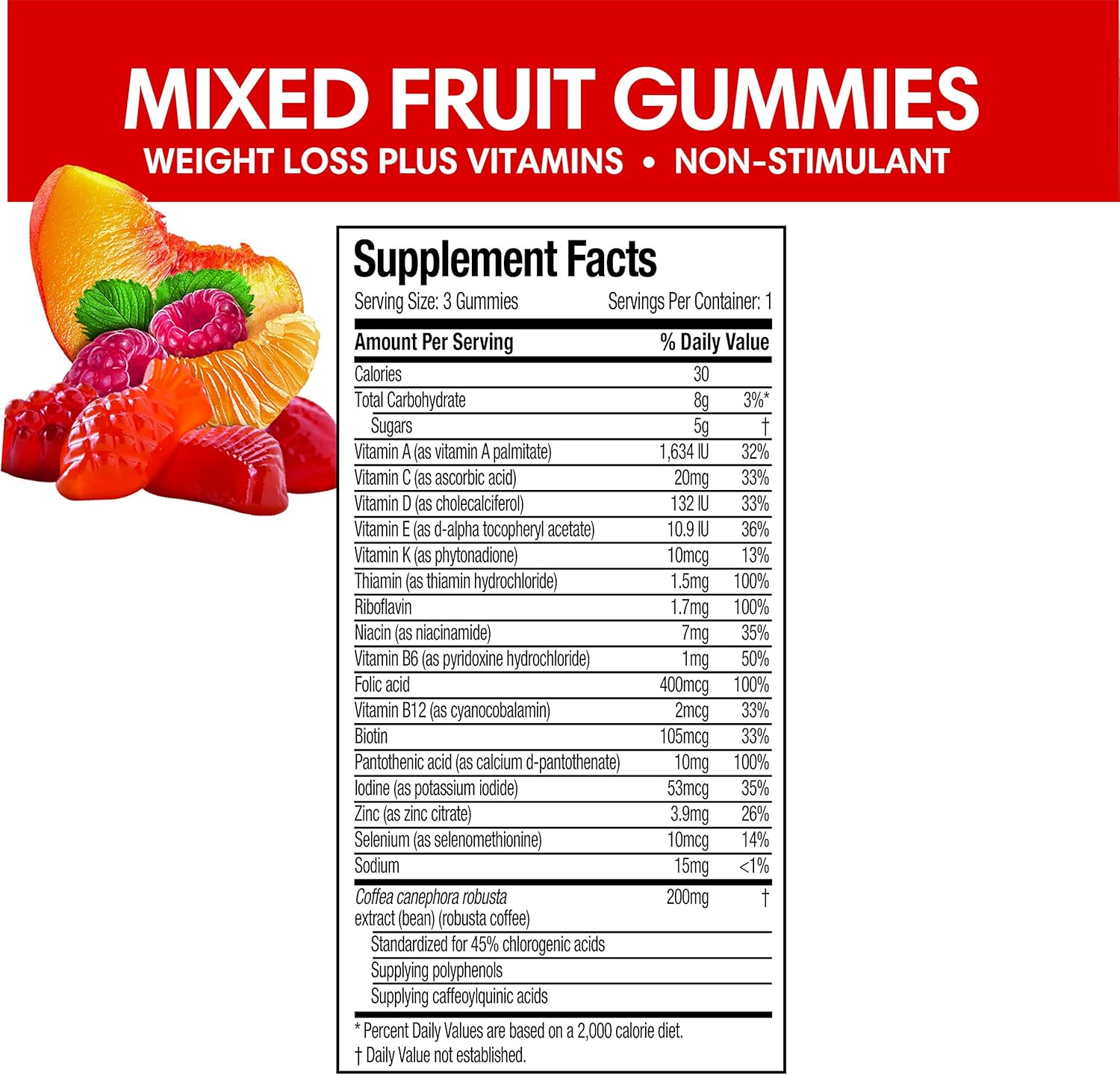 Hydroxycut Non-Stimulant Weight Loss Mixed Fruit Gummies, 90 Count: Health & Personal Care