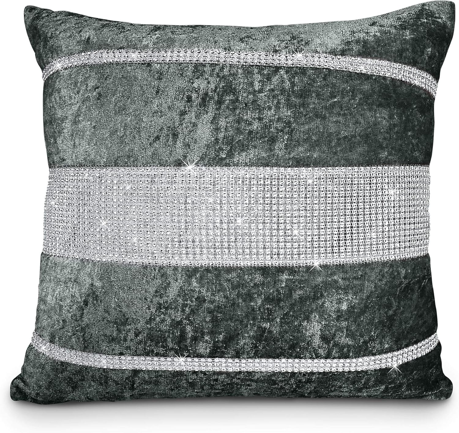Intimates Sparkle/Bling Crushed Velvet Diamante Cushion Cover (Charcoal