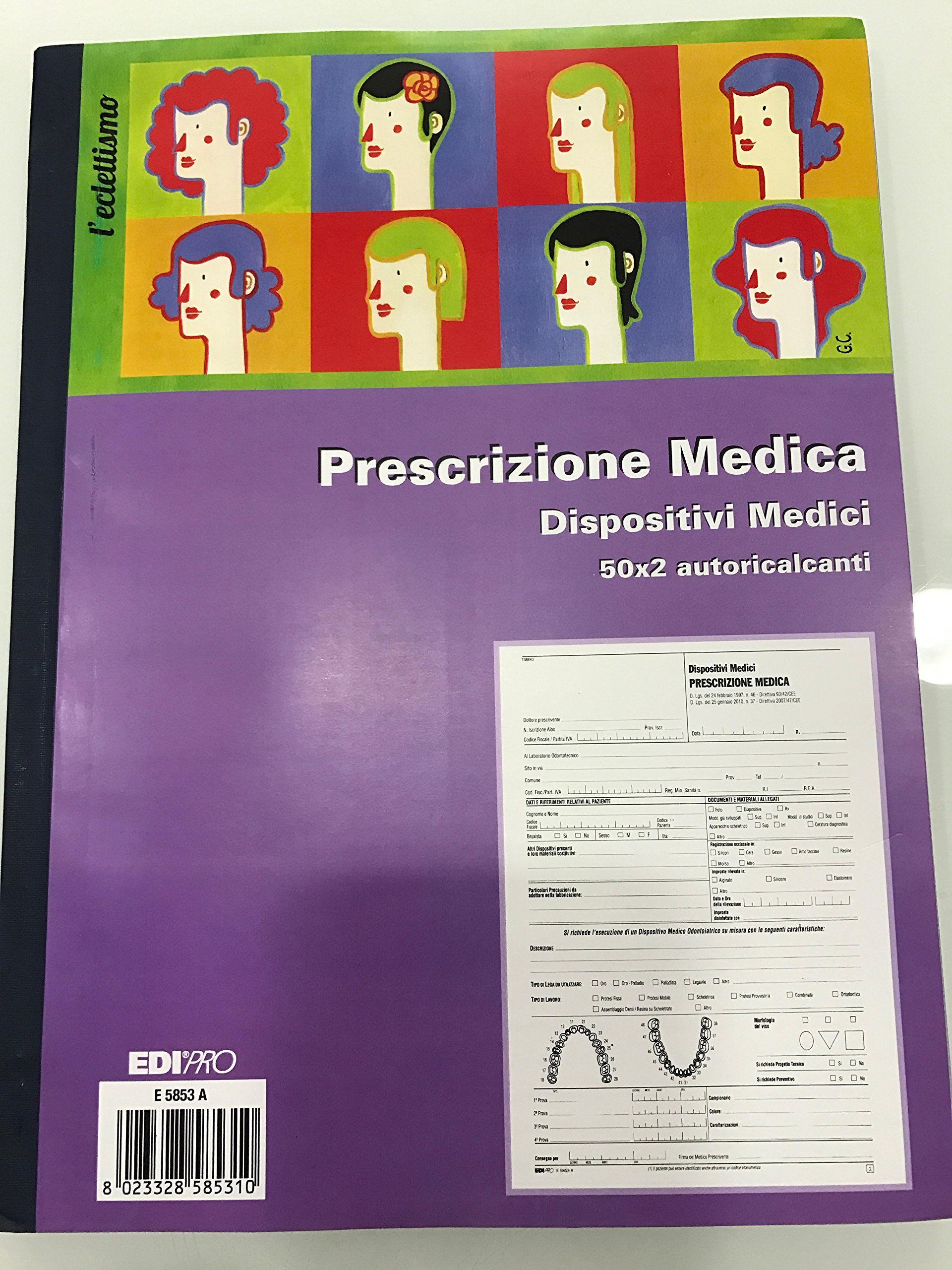 EDIPRO - E5853A - Prescription Block Medical Devices 50x2 self-icalcante f.to 22x29,7