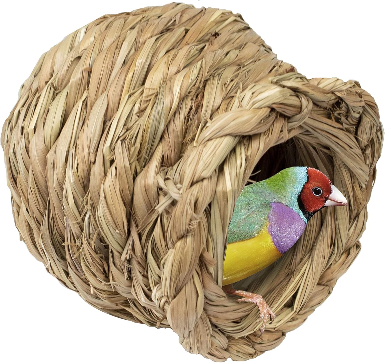 Woven Bird Nest Cage Natural Grass Hideaway Bird Hut