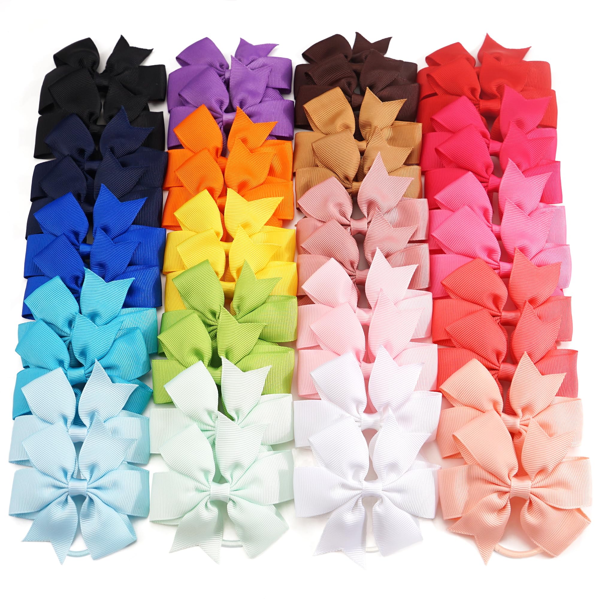 Photo 1 of 40Pcs Baby Girls 3'' Boutique Grosgrain Ribbon Hair Bows Elastic Hair Ties Ponytail Holder Hair Bands in Pairs for Girls Toddlers Kids Children Teens