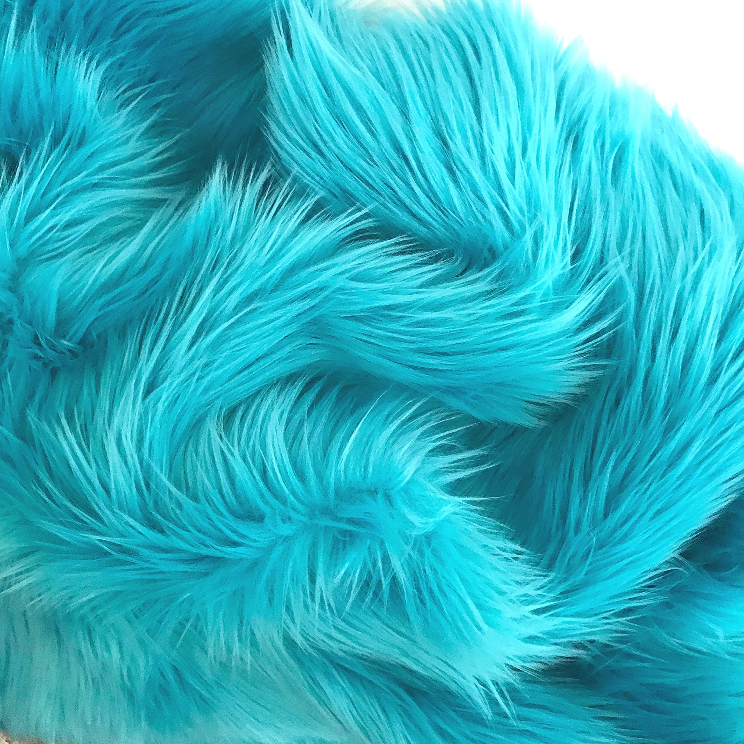 Bianna Creations Faux Fur Fabric Ultra Soft Deluxe Plush Shaggy Squares | Craft, Sewing, Props, Costumes, Decoration (Teal Blue, 20x30 inches)
