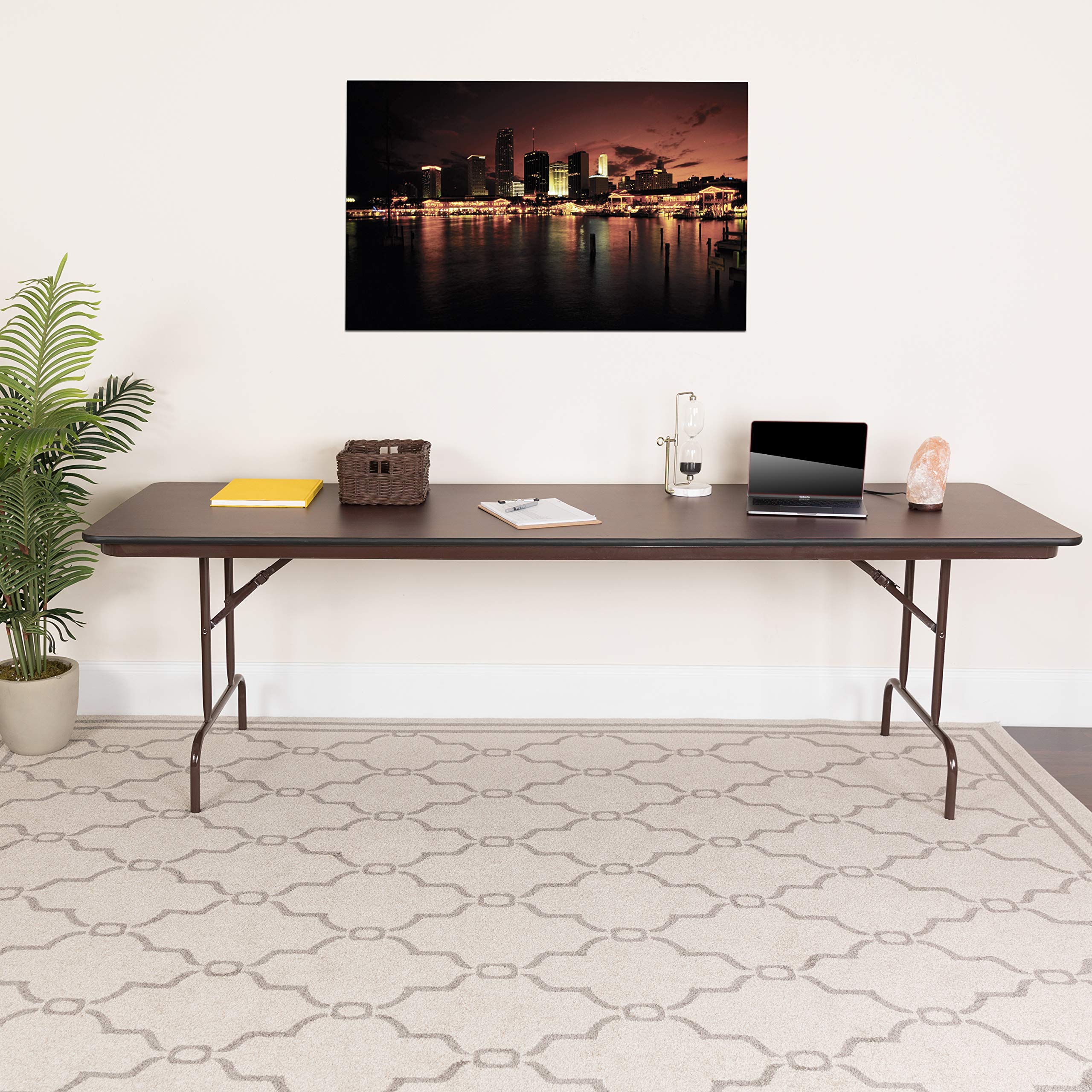 Flash Furniture 30'' x 96'' Rectangular Mahogany Melamine Laminate Folding Banquet Table