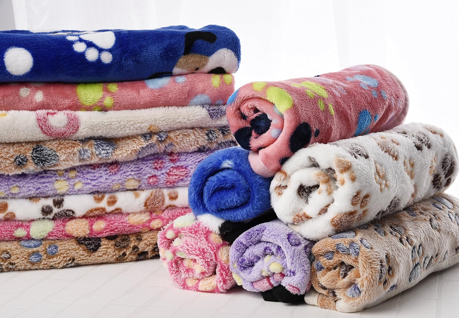 iNNEXT 2 Pack Puppy Blanket for Pet Cushion Small Dog Cat Bed Soft Warm Sleep Mat, Pet Dog Cat Puppy Kitten Soft Blanket Doggy Warm Bed Mat Paw Print: Home & Kitchen
