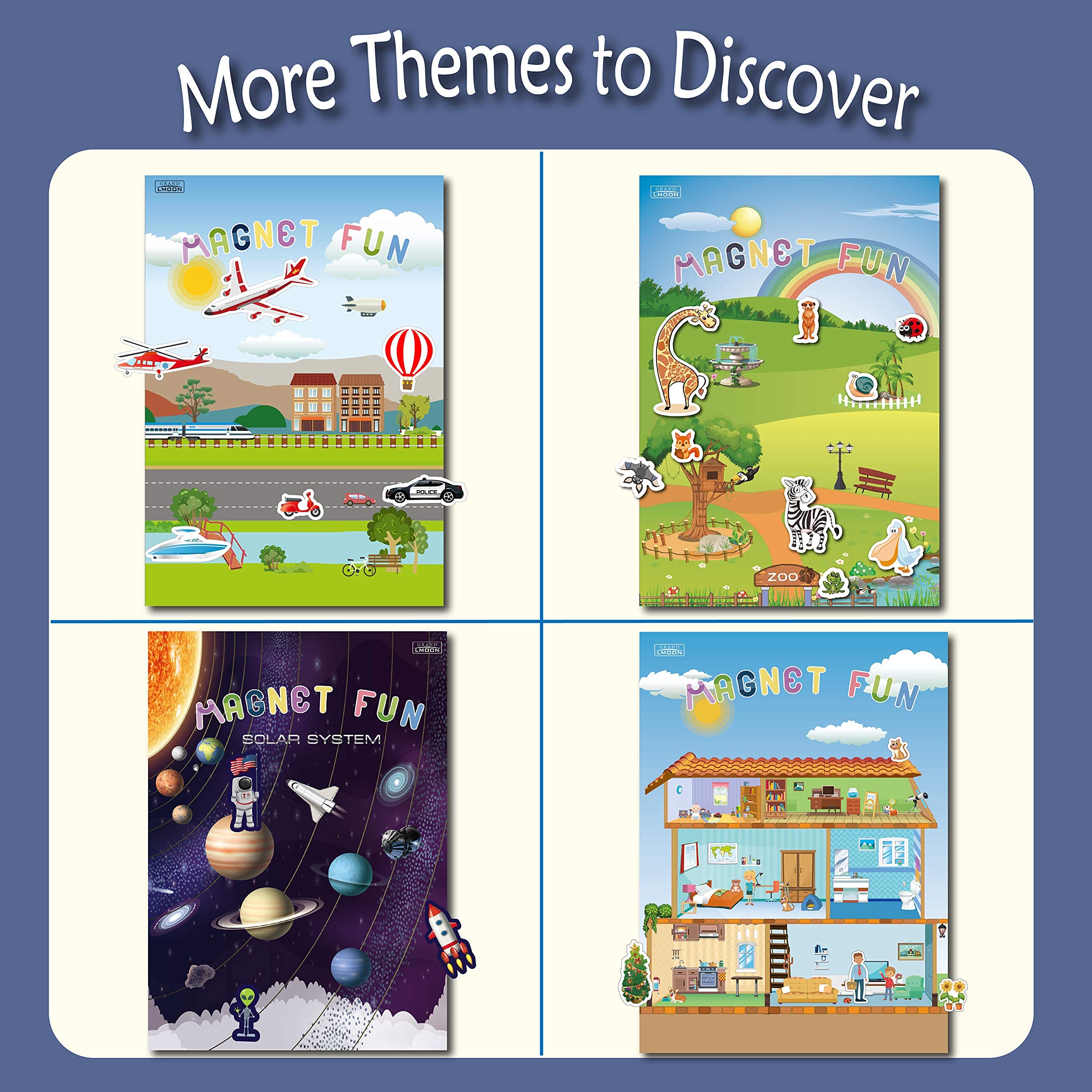 Magnetic Portable Playboard Cars Planes Boats Airport Country Farm Vehicles (39 Pcs)