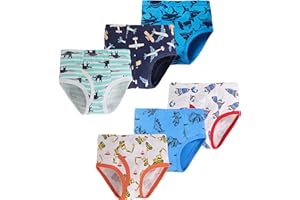 NAIVETE Baby Soft Cotton Underwear Little Boys Dinosaur Briefs Toddler Shark Undies Children Truck Panties(Pack of 6)