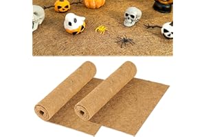 CIEOVO 2 Pcs Halloween Village Accessories Mat, 43.3 x 15.7 Inch Spooky Village Landscape Accents Fiber Mat Fall Natural Coconut Coir Liner for Halloween Autumn Christmas Town Scene Landscape Decoration