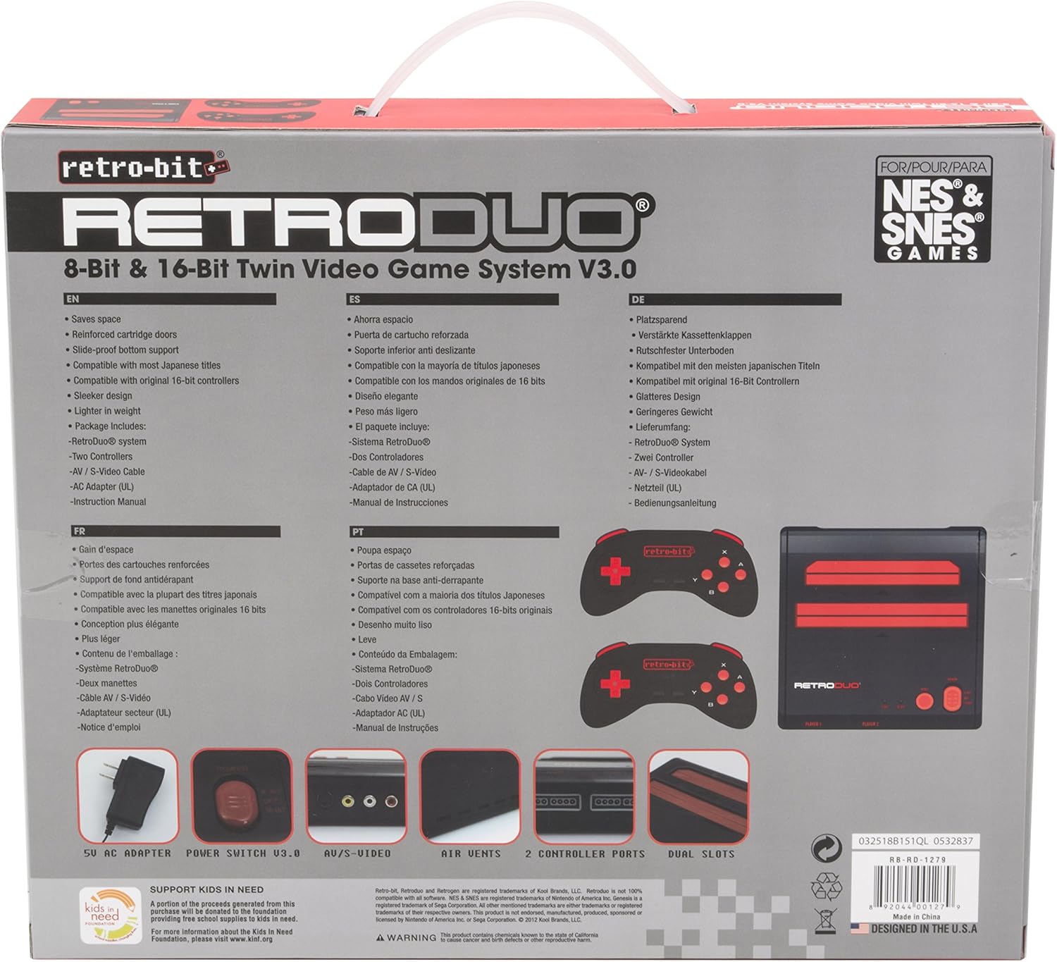 Amazon.com: Retro-Bit Retro Duo Twin Video Game System NES and SNES V3.0 -  Black/Red: Video Games