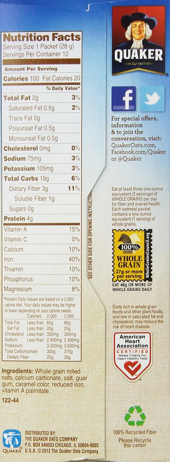 Quaker Oatmeal Nutrition Facts Original Blog Dandk