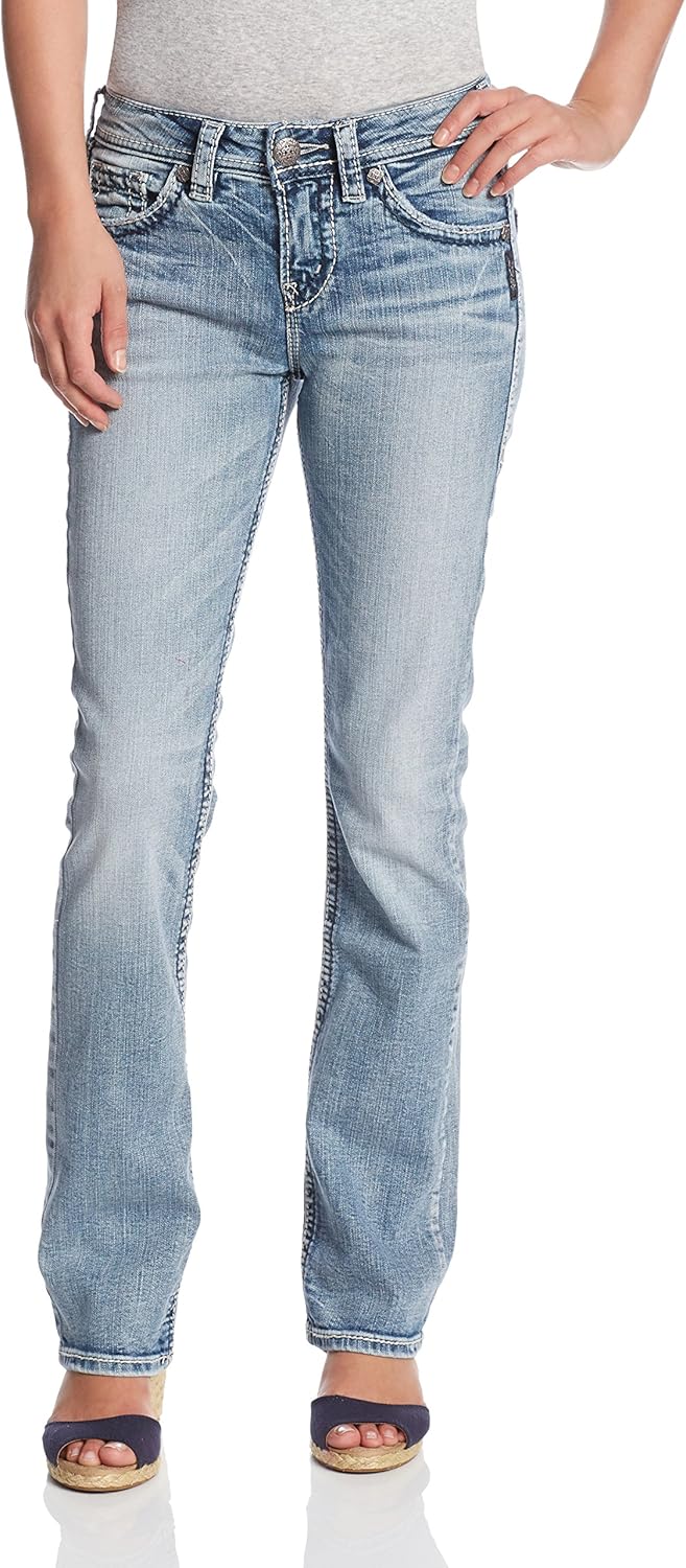 Silver Jeans Co. Women's Suki Curvy Fit High Rise Baby Bootcut Jean: Clothing