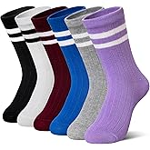 AMENLAN Kids Crew Cotton School Socks Youth Cute Casual Breathable Little Girls Boys Dress Socks 6 Pairs
