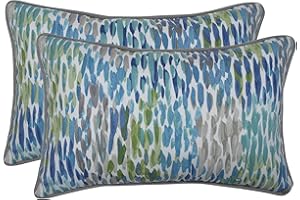 Pillow Perfect Outdoor | Indoor Make It Rain Cerulean Rectangular Throw Pillow (Set of 2), Blue