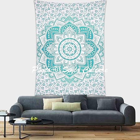 Stylo Culture Indio Mandala Tapiz Colgante De Pared Verde Floral