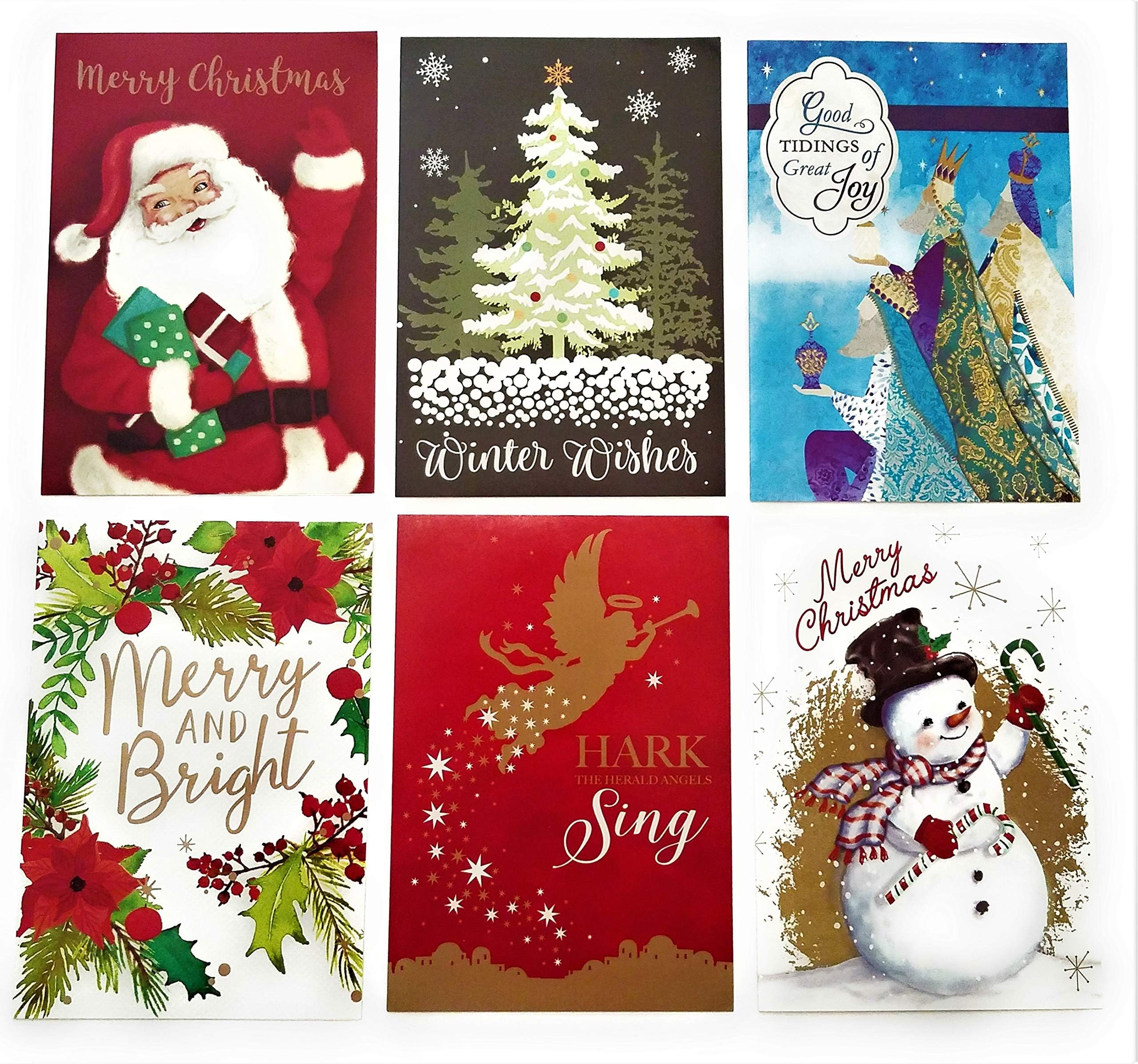 Boxed Christmas Cards 36 Count Xmas Box Set Assortment with Envelopes and Sentiment Inside