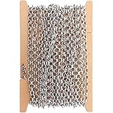 THREENEST 16.4-Feet Stainless Steel Rolo Chains, Round Links Box Craft Chain for Necklace Bracelet Jewelry Making [Width 5mm]