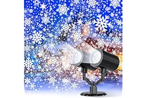 GUSODOR Christmas Projector Lights Outdoor, Dynamic LED Snowflake Projector Light Waterproof Christmas Light Projector for Indoor Outdoor Christmas Decorations, Holiday, Wedding, Yard Decor