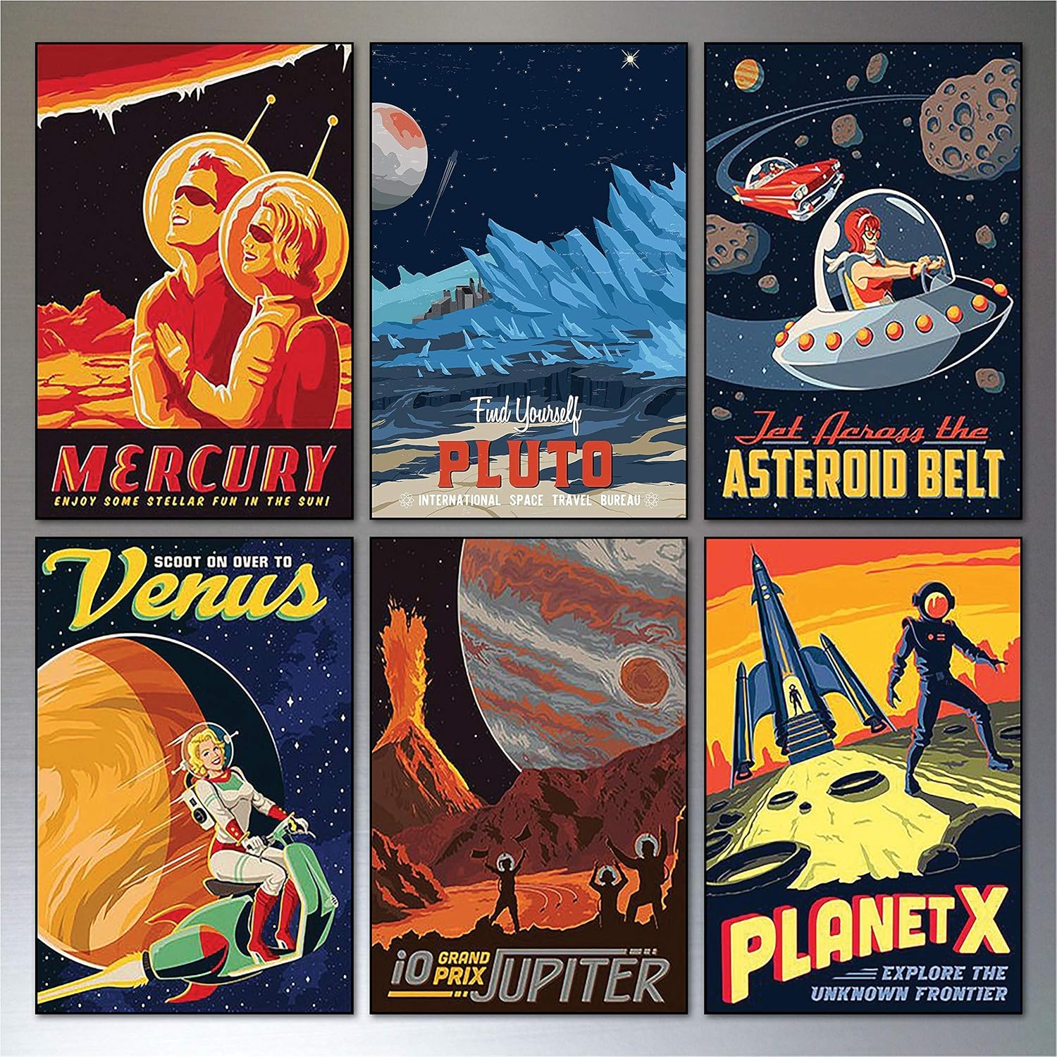 Space travel Vintage retro sci fi artwork set of 6 science fiction