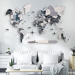 3D Wood World Map – 3D Wall Decor with Wood Map