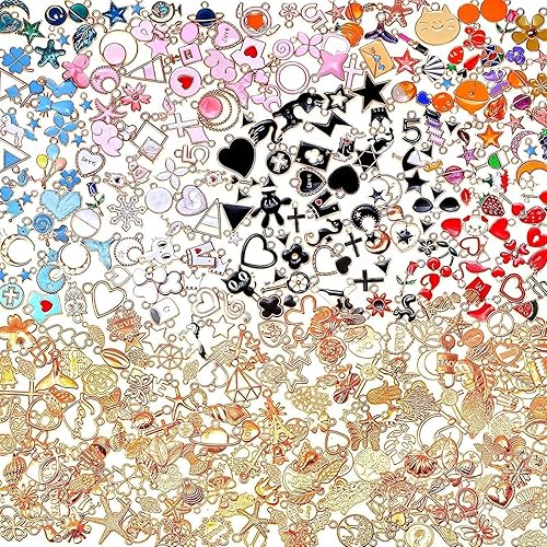 400Pcs Charms for Jewelry Making, Assorted Enamel Bracelet Bangle