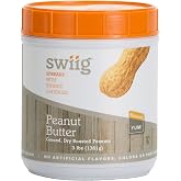 swiig Natural Creamy Peanut Butter, 100% Dry Roasted Peanuts, No Added Sugar or Salt, Non-GMO, Gluten-Free, No Artificial Ingredients, 3 lb Tub