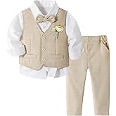 Volunboy Baby Boys Formal Wedding Ring Bearer Outfits Toddler Gentleman Bowtie Vest Guest Suits Dress Shirt Pants Set