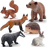 Gemini&Genius Jungle Animal Toys for Kids, Woodland Animals Red Fox, Hare, Bear, Badger, Hedgehog, Squirrel Toys, Forest Anim
