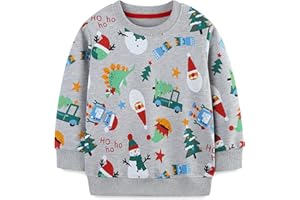 HILEELANG Toddler Boy Sweatshirt Cotton Blend Crewneck Fall Winter Pullover Long Sleeve Tops Size 2-7 Year