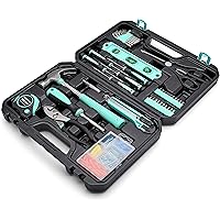 Amazon Basics Household Tool Kit With Storage Case, 142 Piece, Turquoise, 13.39 x 9.25 x 2.95 inch