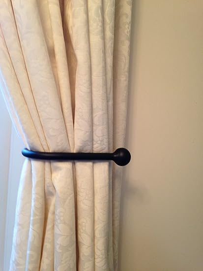 S G Curtain Poles A Pair Of Black Hand Forged Wrought Iron Metal