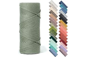 Recycled Cotton Macrame Cord 4mm x 240 Yards – Thick Single Strand Cord Made of Soft Cotton – Colored Macrame Rope Supplies for Decor, Crafts & Plant Wall Hangers by GANXXET, 720 Ft., Bay Leaf