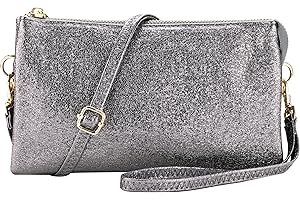 B BRENTANO Vegan Leather Multi-Pocket Crossbody Purse/Clutch with Card Slots, Removable Wristlet & Adjustable Shoulder Strap