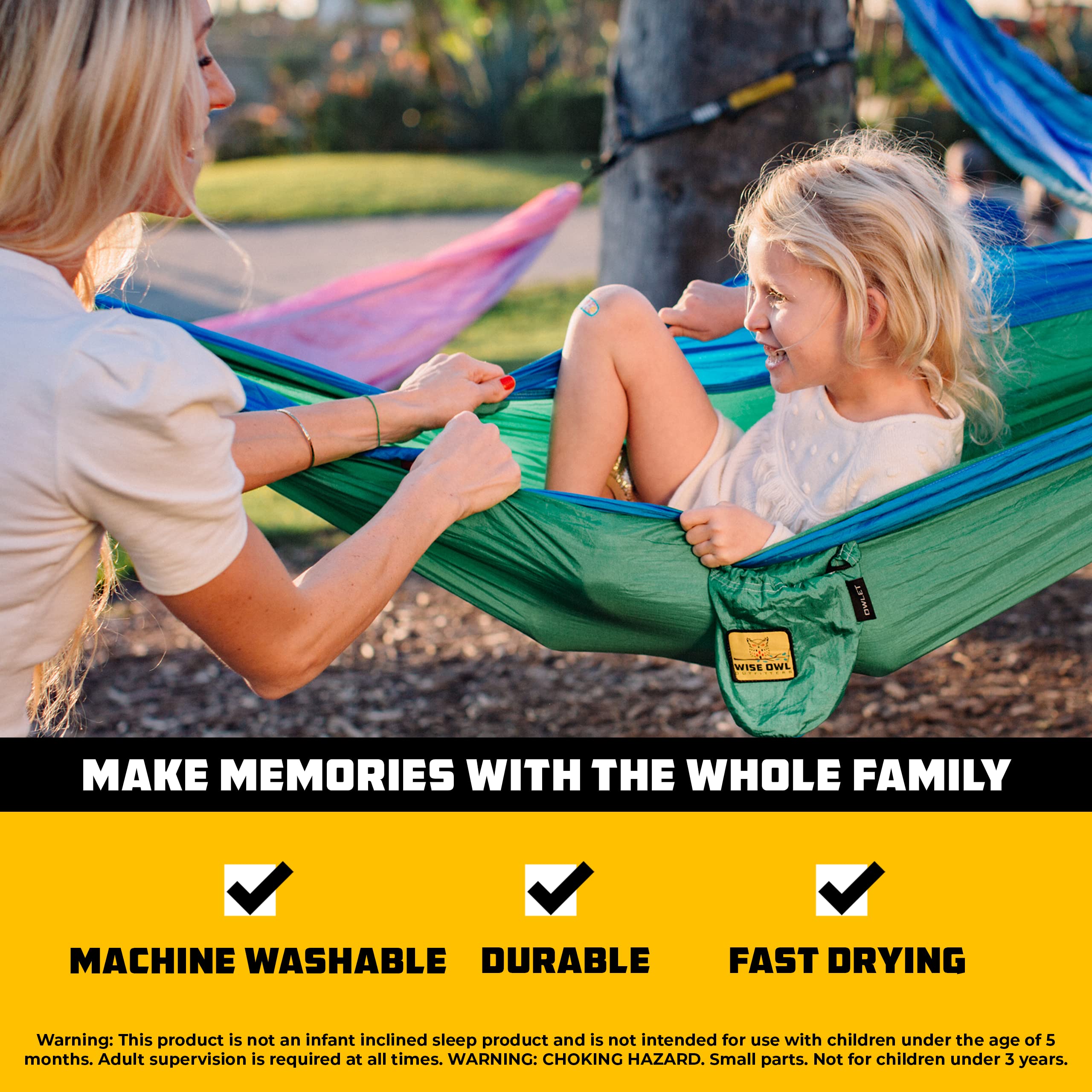 Hammock Camping Olet Kid or Dog & Gear Sling Hammock - Best Quality for Outdoor Travel or Just Fun! Portable Lightweight Parachute Nylon Hammock - 3 Colors!