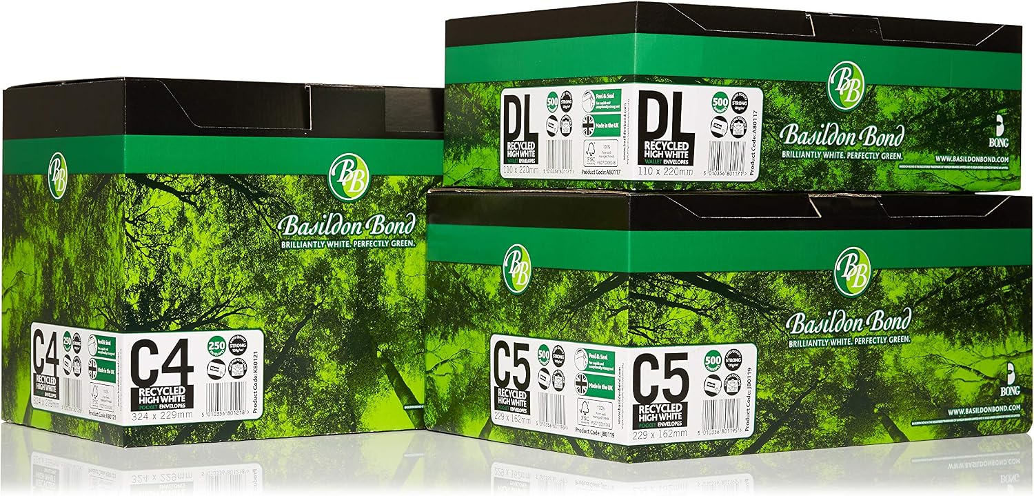 Basildon Bond C4 Recycled White 120gsm Peel & Seal Pocket, Pack 15 ...