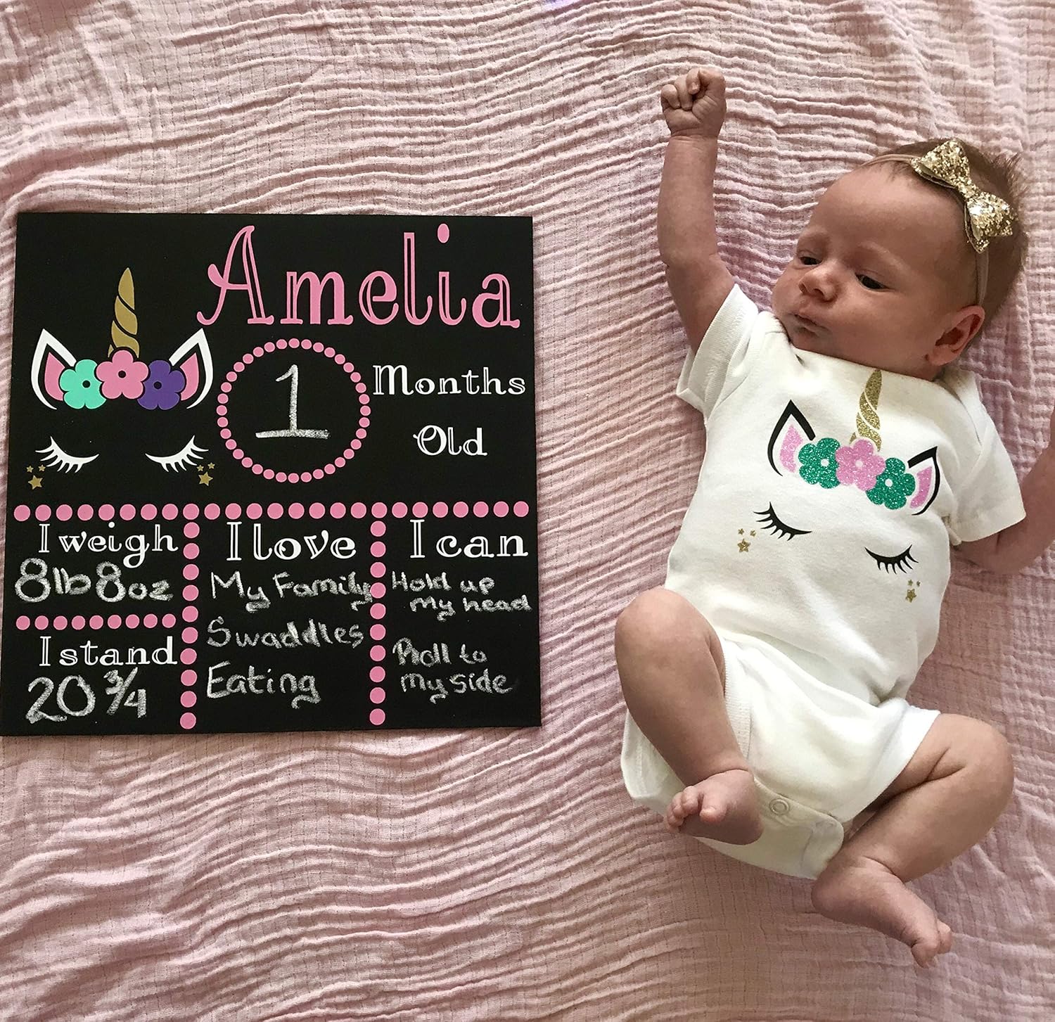 Milestone Board Milestone Chalkboard Baby Monthly Milestone Chalkboard Unicorn Monthly Milestone Baby Picture Flower Baby Board Photo Home Decor Plaques