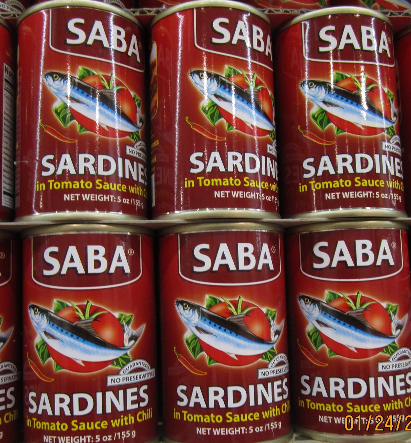 Saba Sardines in Tomato Sauce with Chili Pack of Six 155 G Per Pack