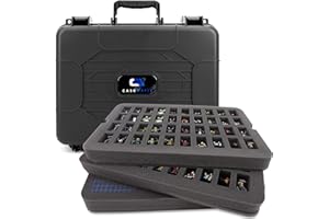 CASEMATIX Miniature Storage Case for Dungeons & Dragons & Warhammer 40K – Hard-Shell Figurine Carrying Case with 80 Foam Slot