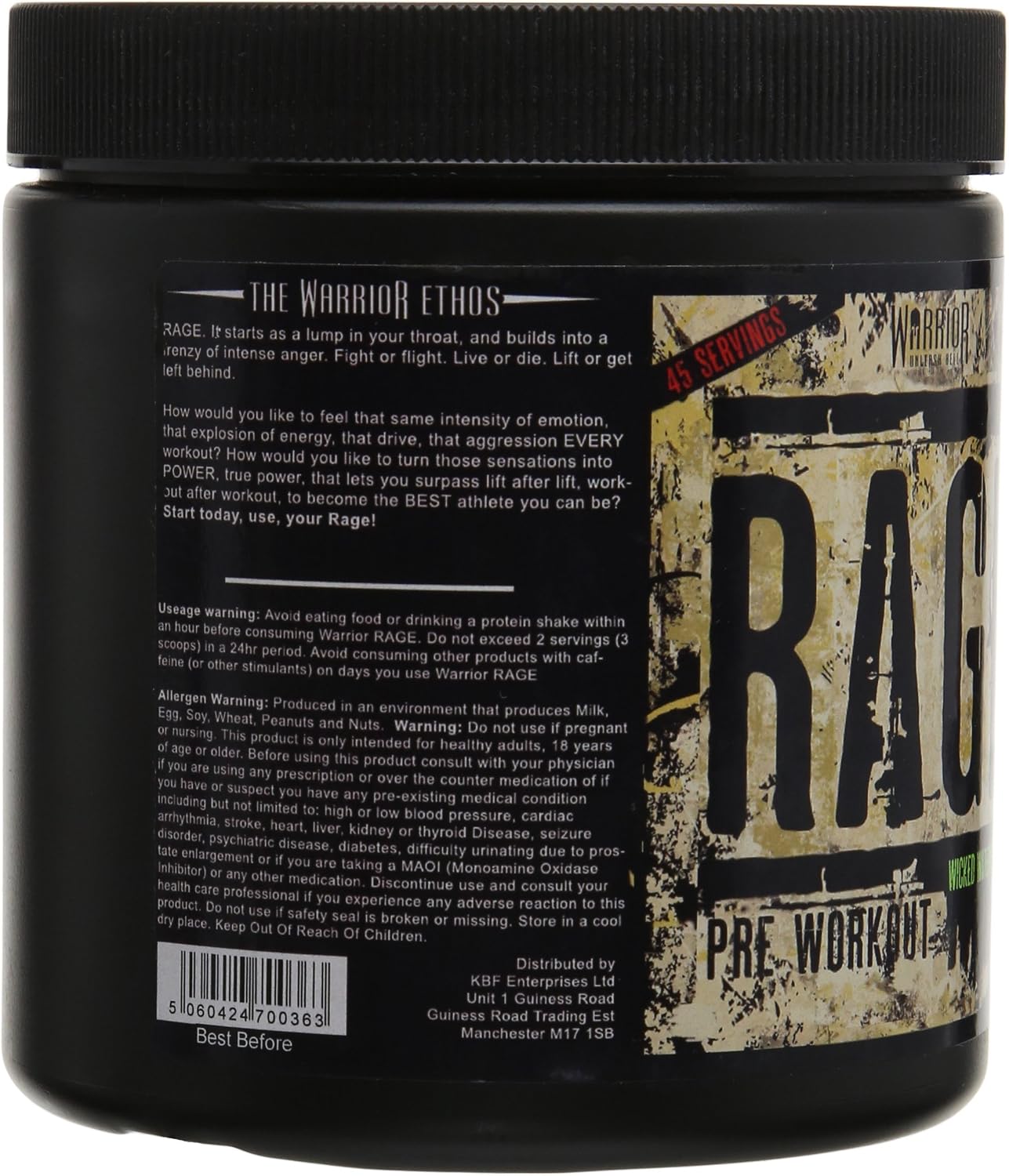 Warrior Rage Pre Workout Powder 392g (45 Servings), 300mg Caffeine High Stim Energy Drink Supplement + Beta-Alanine, Creatine - Image 5