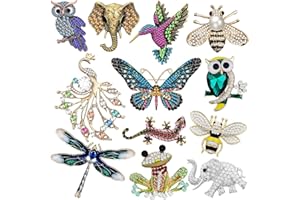 Junkin 12 Pcs Women Brooches Bulk Set Rhinestone Pin Crystal Vintage Christmas Brooch Retro Pin Gifts for Women Girls