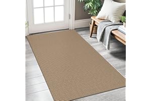 KOZYFLY Boho Rugs for Entryway 3x5 ft Washable Area Rug Non Slip Rubber Backed Entry Rug Woven Indoor Door Mat Cotton Kitchen Rugs Floor Carpet for Entryway, Foyer, Backdoor, Tan/Orange/Brown