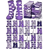 Floraltop 50 Pairs Galentine's Day Fuzzy Socks Bulk for Women Valentine's Day Pink Purple Cozy Heart Plush Sock Holiday Gift