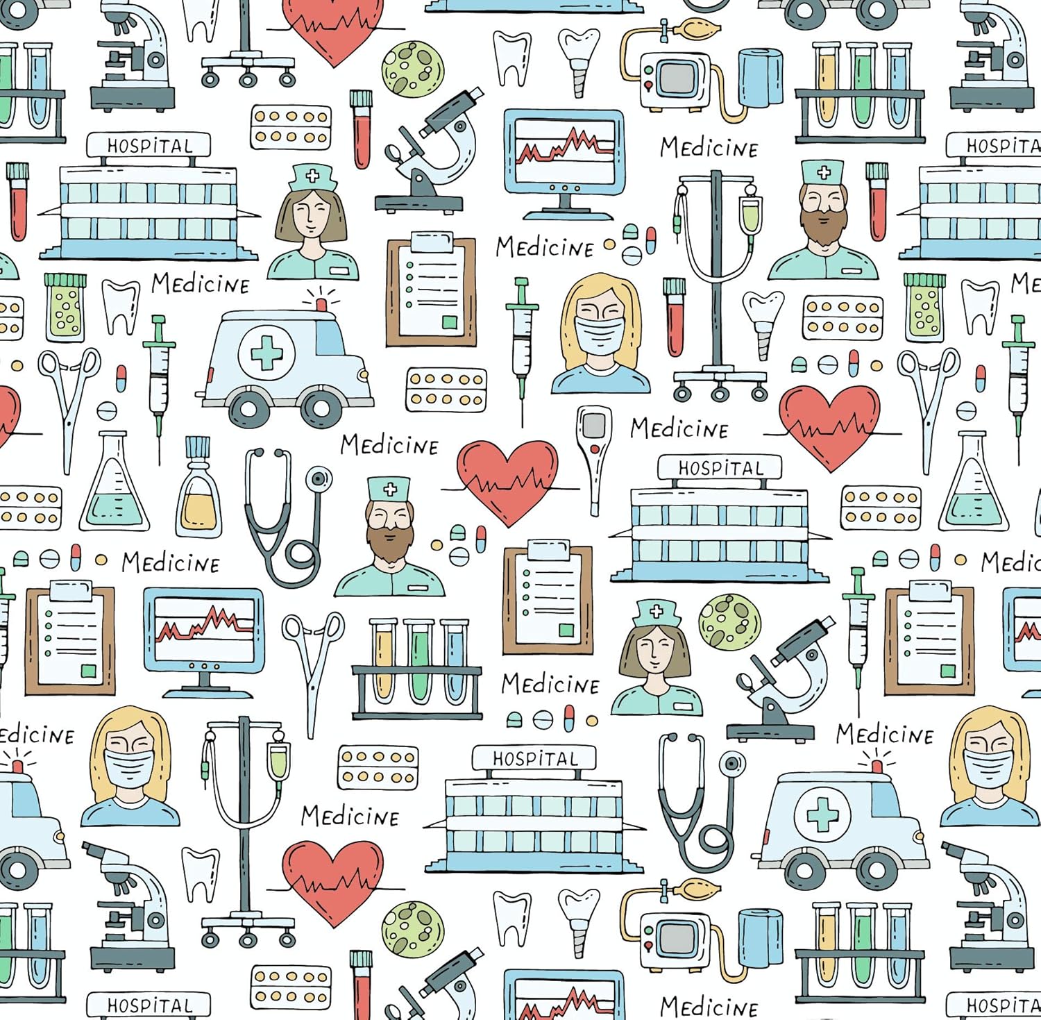 Medical Wrapping Paper for Nurse Gift, Folded Flat 30 x 20 Inch, 3 Sheets Health