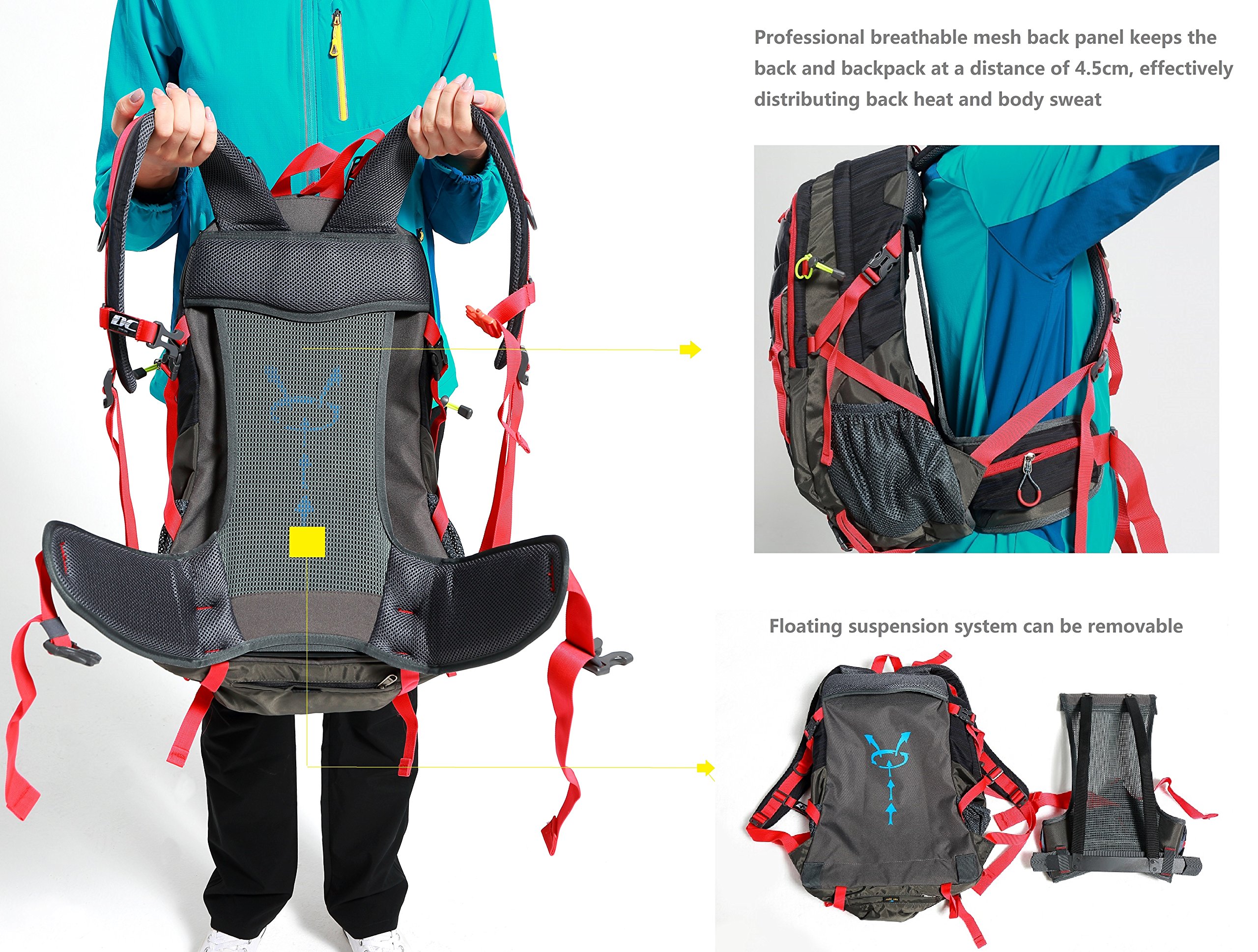 Outdoor Ultralight Waterproof Sport Backpack - Diamond Candy Trekking Rucksack with Rain Cover for Mountaineering Hiking Camping Travel Multi-functional Daypack