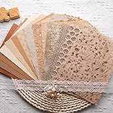 LewuwoPoing 15Pcs Handmade Scrapbook Art Paper Craft Textured Paper Colorful A5 sheet Mesh Special Mix for Scrapbooking Junk Journal Journaling Supplies DIY Materials,5.8x8.2 inches (Brown)