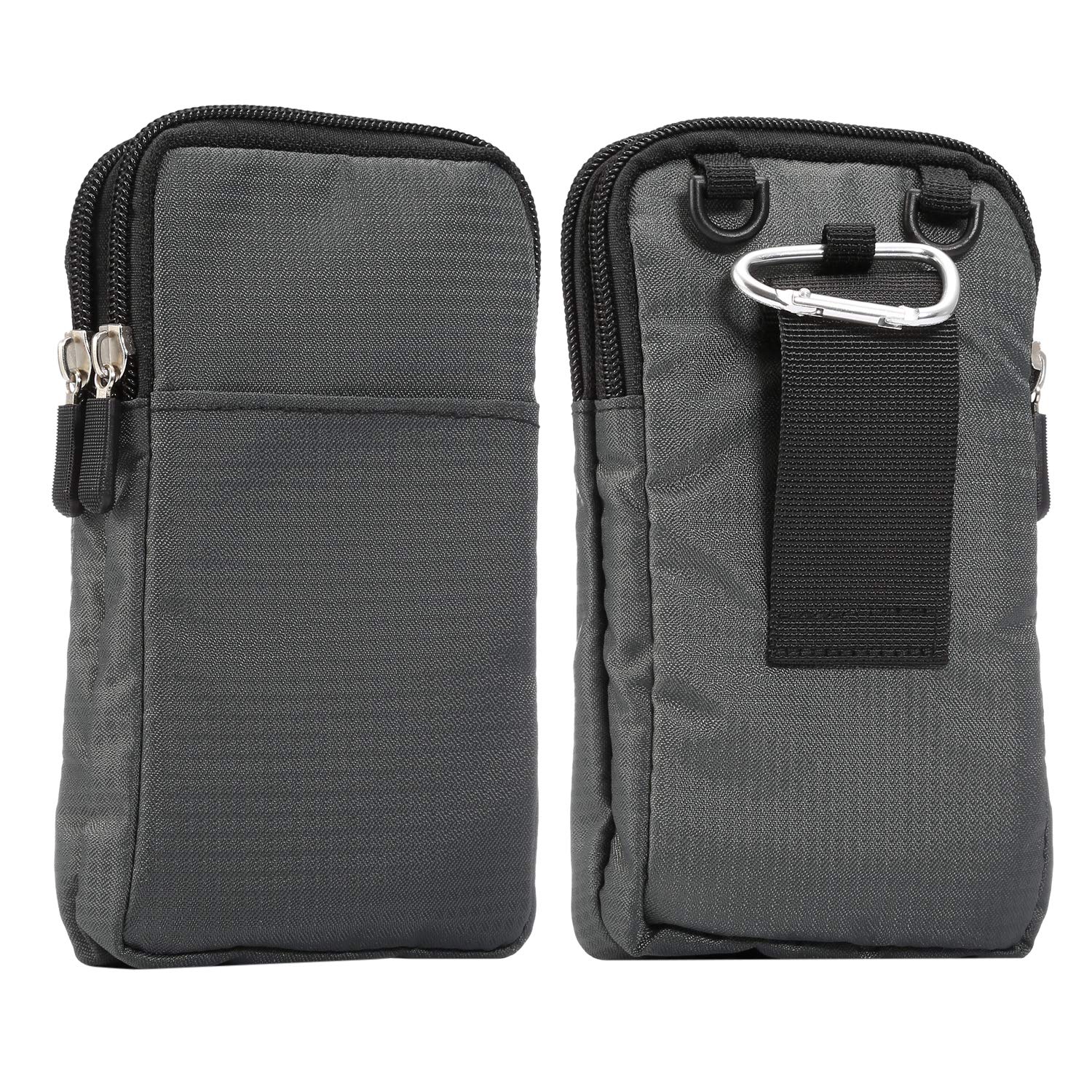 Cell Phone Shoulder Bag Mens, Vertical Phone Belt Purse, 6.9 Inch Mobile Phone Holster Waterproof Cellphone Pouch Neck Wallet Mini Crossbody Bag Outdoor Passport Packet with Carabiner and Belt Loop