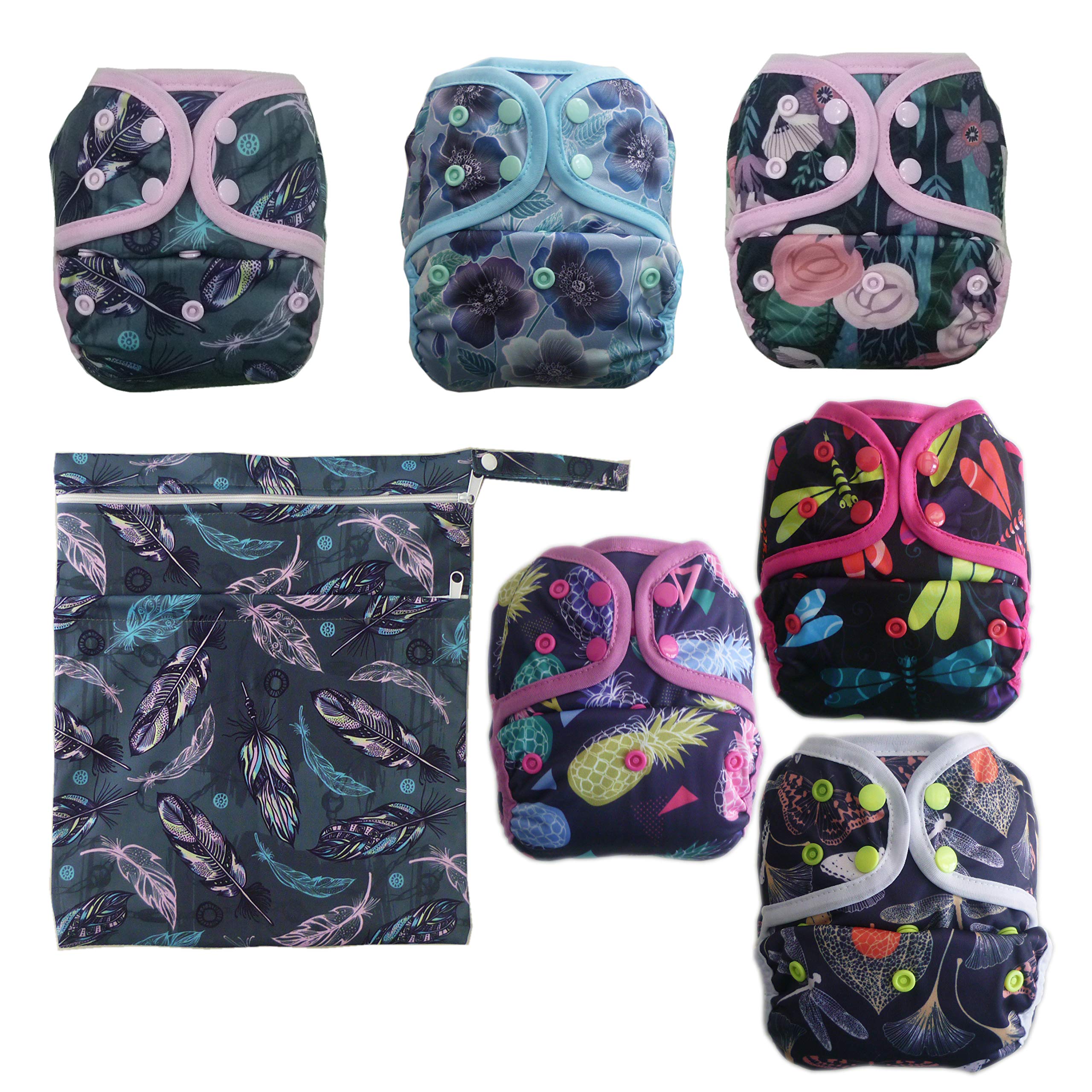 Baby Cloth Diaper Cover, Reusable, Washable, Adjustable (C09) (Group 6+1 Girl)